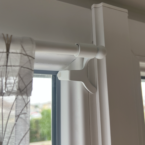 Tringle à rideaux légers et voilages pour vitrage, blanche, extensible et sans perçage – Image 3
