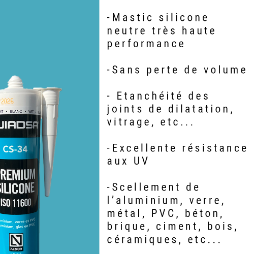 Mastic Silicone Neutre Supérieur CS-34 – Premium Oxime – Cartouche 300 ml – Image 2