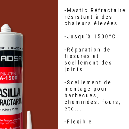 Mastic Réfractaire Haute Température + 1500°C – Cartouche 300 ml – Image 2