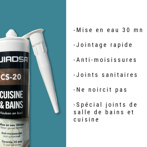 Mastic Silicone Sanitaire CS-20 – Cuisine & Salle de Bain – Cartouche 280 ml – Image 2