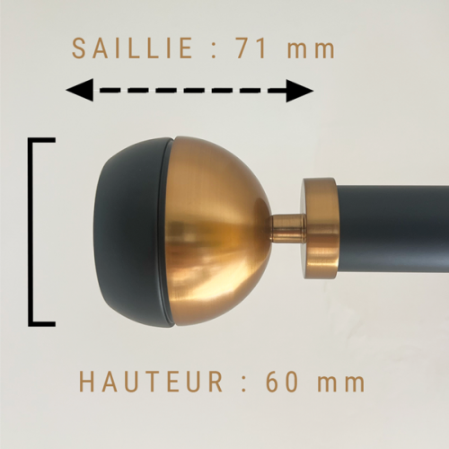 1 Embout Boule Noire Sunset D28 mm pour tringle à rideaux – Image 2