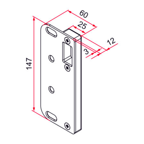 Gâche plate Modulox pour portail et portillon — pour serrure à pêne rentrant, réversible – Image 2