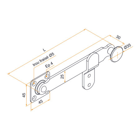 Fléau de persienne noir en aluminium pour verrouillage de volets, avec support – Image 2