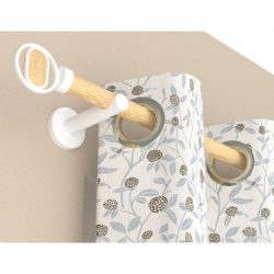 Lot de 2 Embouts Visio Blanc mat/Bois D20 pour tringle à rideaux