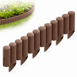 Bordure de Jardin Imitation Bois 2,3 m - Kit de 10 Éléments Emboîtables avec Piquets Intégrés - Délimitation Pelouse, Massifs et Allées