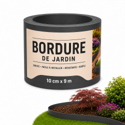 Bordure de Jardin Flexible 10 cm x 9 m - Bordure Fine et Souple pour Pelouse, Massifs et Allées - Délimitation Discrète et Durable - Résistante au Gel et aux UV