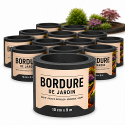 Bordure de Jardin Flexible 10 cm x 108 m - Bordure Fine et Souple pour Pelouse, Massifs et Allées - Délimitation Discrète et Durable - Résistante au Gel et aux UV