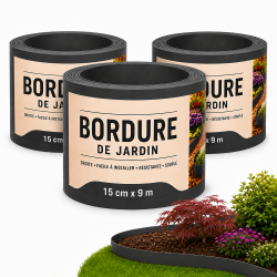 Bordure de Jardin Flexible 15 cm x 27 m - Bordure Fine et Souple pour Pelouse, Massifs et Allées - Délimitation Discrète et Durable - Résistante au Gel et aux UV