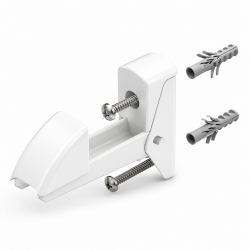 Arrêt Automatique Blanc pour Volet Battant - Blocage de Volet en Position Ouverte - Aluminium - Épaisseur Maximum 50 mm - Vis et Chevilles Incluses - Fabrication Française
