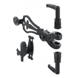 Kit Accessoires pour Espagnolette de Volet Battant - Composite Noir - Poignée, Support et Embouts - Compatible Volets PVC et Aluminium - Fabrication Française