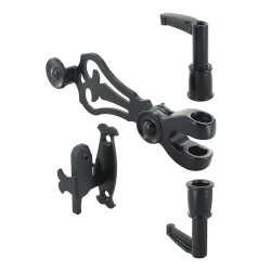Kit Accessoires pour Espagnolette de Volet Battant - Composite Noir - Poignée, Support et Embouts - Compatible Volets PVC et Aluminium - Fabrication Française