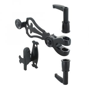 Kit Accessoires pour Espagnolette de Volet Battant - Composite Noir - Poignée, Support et Embouts - Compatible Volets PVC et Aluminium - Fabrication Française