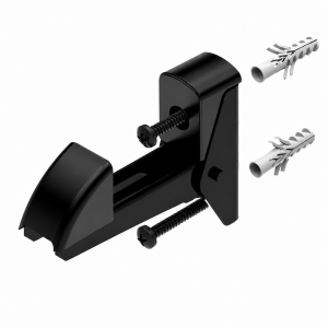 Arrêt Automatique Noir pour Volet Battant - Blocage de Volet en Position Ouverte - Aluminium - Épaisseur Maximum 50 mm - Vis et Chevilles Incluses - Fabrication Française
