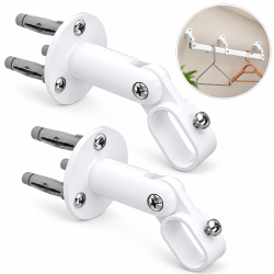 Lot de 2 Supports Orientables pour Barre de Penderie Ovale 30 x 15 mm – Spécial Sous-Pente et Plafond Incliné – Support Dressing Blanc Réglable