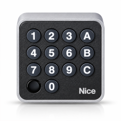 Clavier à Code Nice Sans Fil 13 Touches - 433,92 MHz Rolling Code - 3 Canaux - Digicode pour Portail et Porte de Garage - Rétroéclairé - IP54 - Boîtier Métal